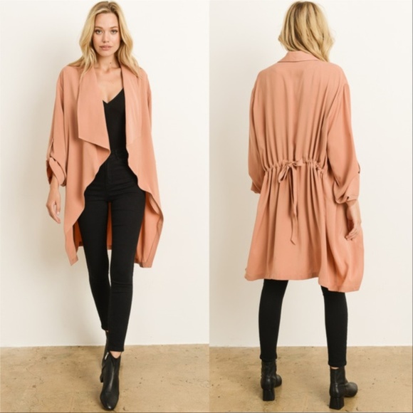 Womens Light Weight Open Front Jacket Duster - Picture 2 of 3